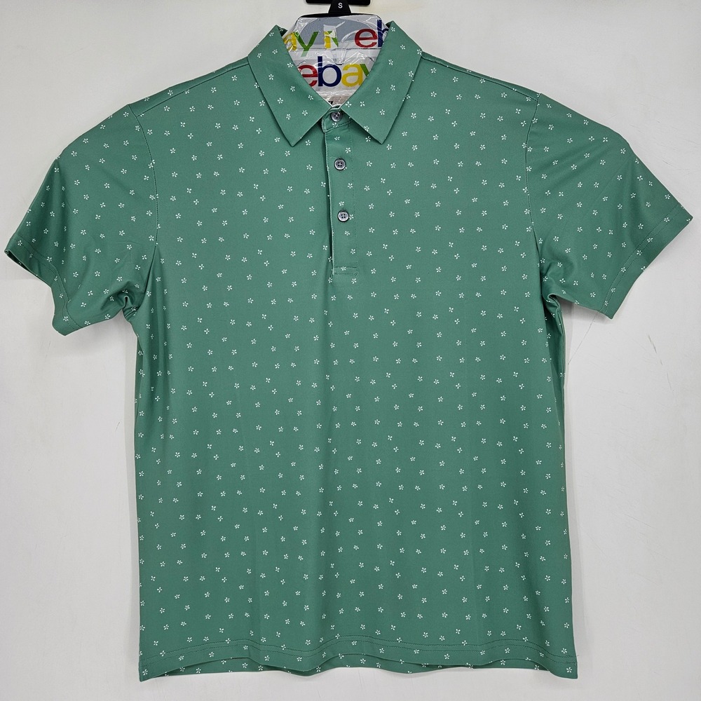 Druids Shirt Mens Large Green White Golf Polo Performance Short Sleeve